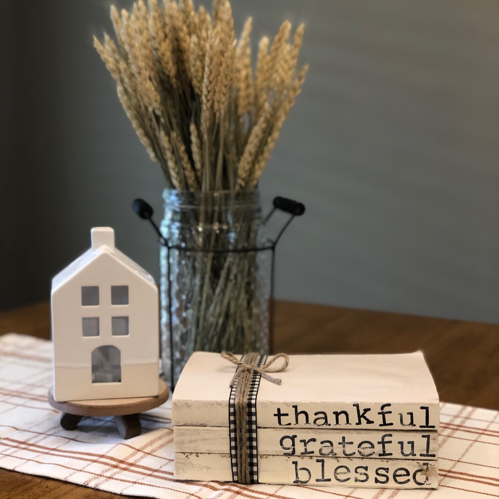 Hand stamped books - thankful grateful blessed